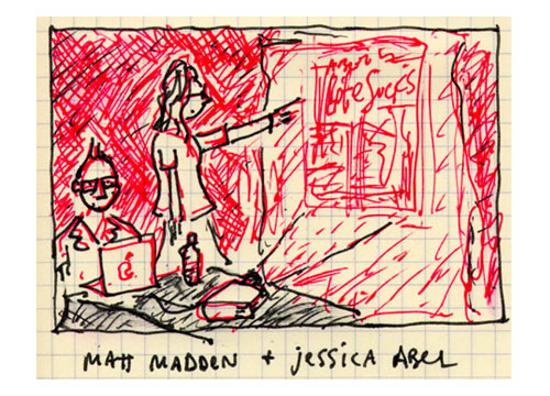 matt madden and jessica abel at austin books and comics