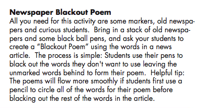 bic pens newspaper blackout poems