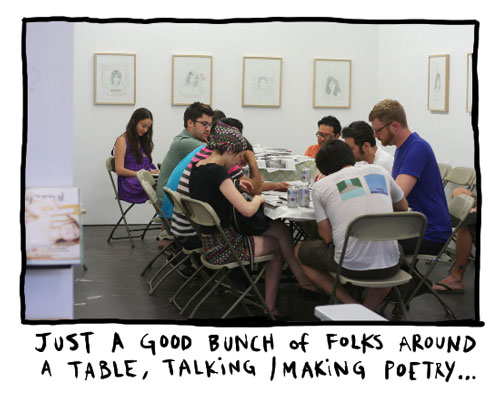 Just a nice bunch of people around a table talking and making poetry
