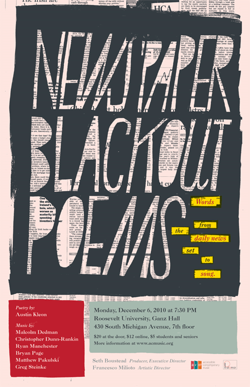 newspaper blackout poems in chicago poster