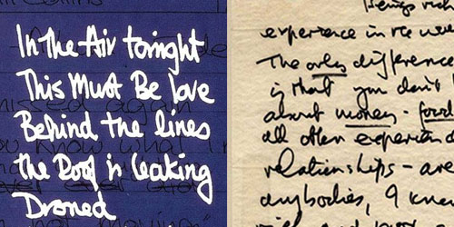 Phil Collins and John Lennon Handwriting